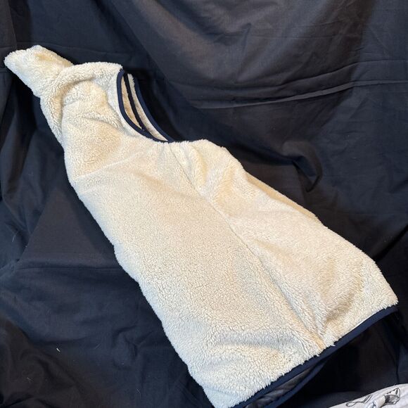 Orvis Women's Size XL Cream Sherpa Fleece Full Zip Vest Aztec Tapestry Navy Trim - Picture 10 of 10